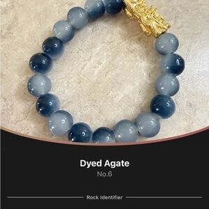 Chic Blue Agate Bracelet with Gold Piyao or Pixiu